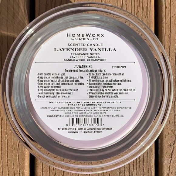 🆕LAVENDER VANILLA HARRY SLATKIN HOMEWORX 4 WICK, 18oz CANDLE NWTS! - Picture 3 of 5